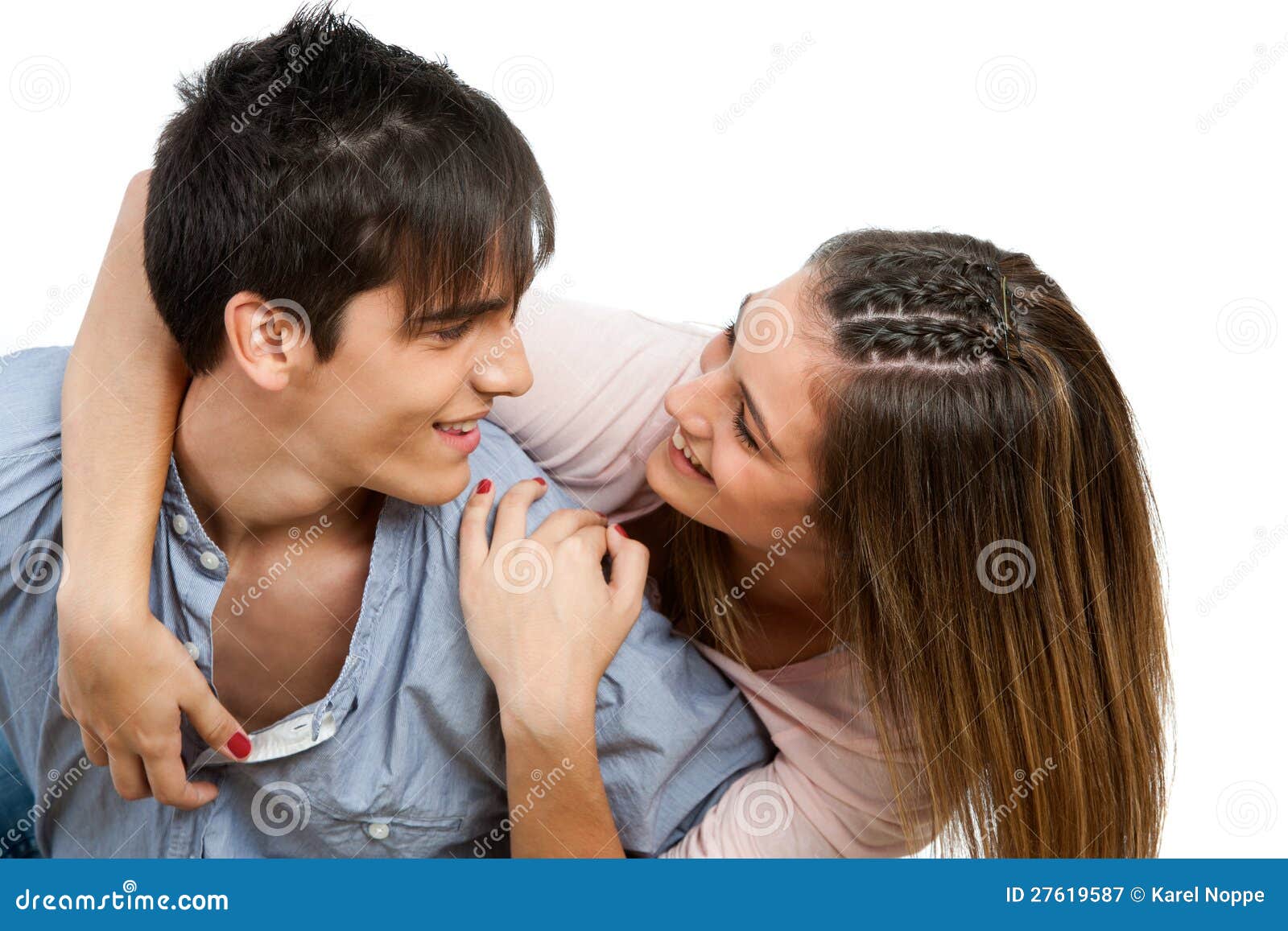 Close Up Of Teen Couple Smiling Stock Image Image