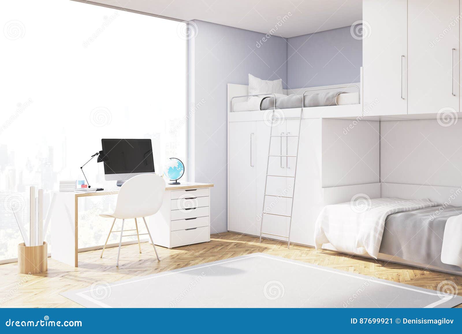 Close Up Of Teenager Room With Computer Stock Illustration