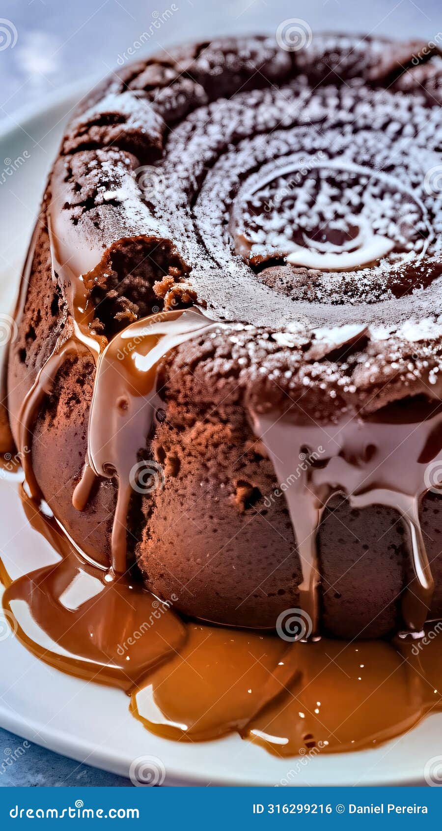 close-up of tempting molten chocolate petit gateau