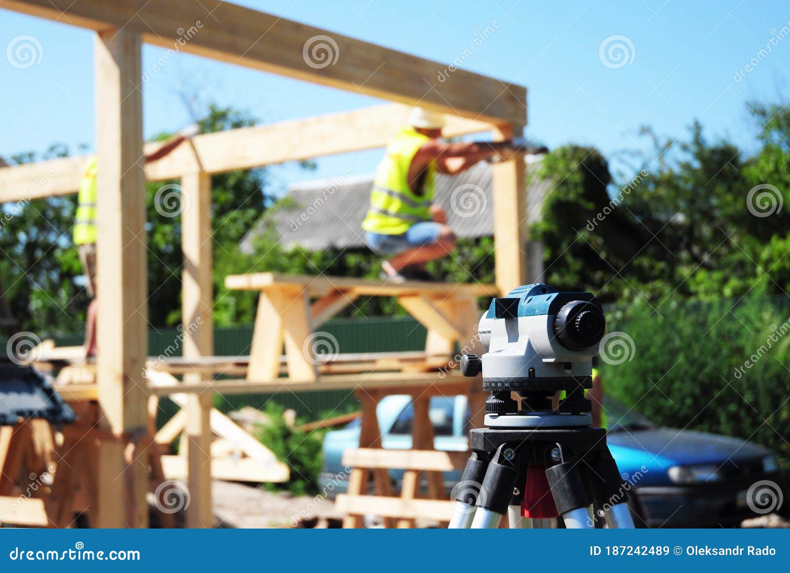 A Closeup on Theodolite, Tacheometer, Builder`s Level, Optical Instrument Used for Angular