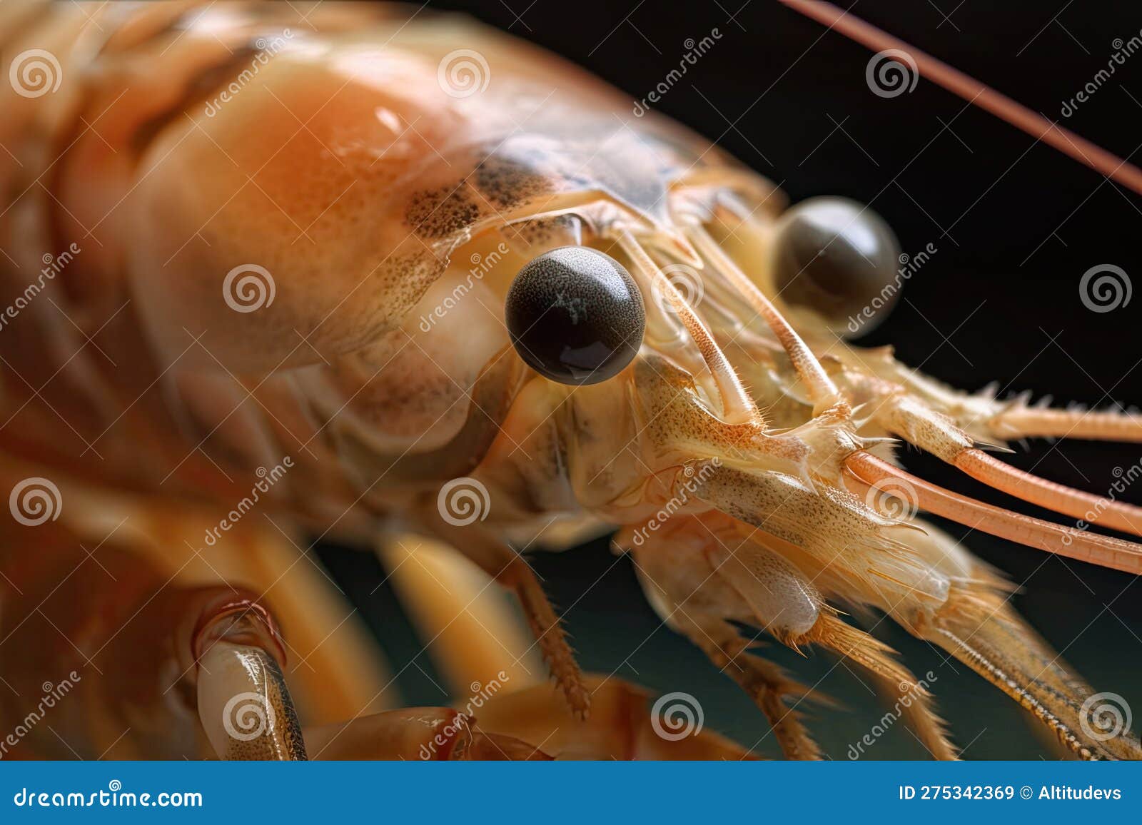 Closeup of Tiger Shrimp Prawn S Claws and Face Stock Image Image of