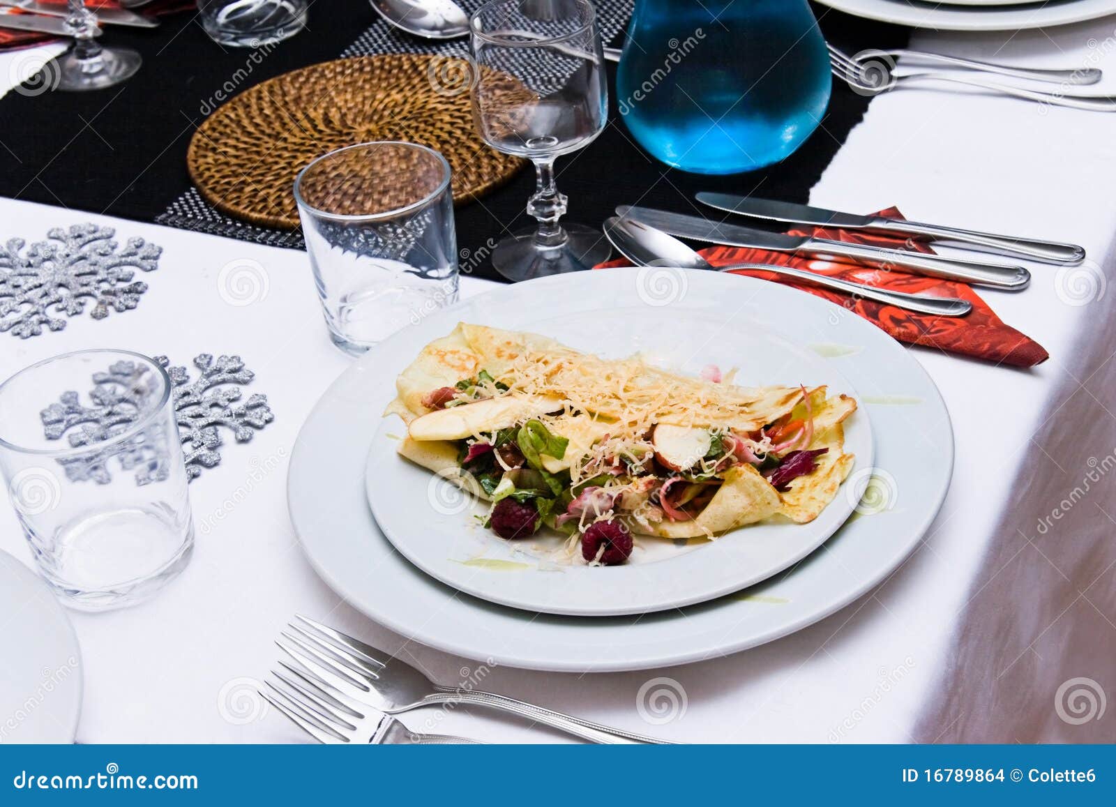 Close Up To Plate with Entree on Set Table Stock Photo Image of cold