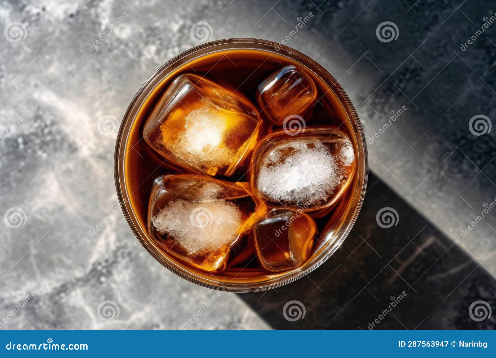 Closeup Top View of Ingredients Iced Espresso, Coffee. AI Generated