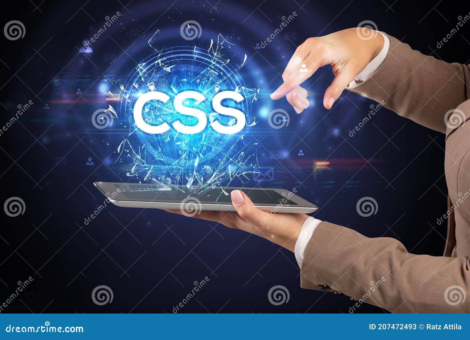 Closeup of a Touchscreen with Abbreviation. Stock Image Image of