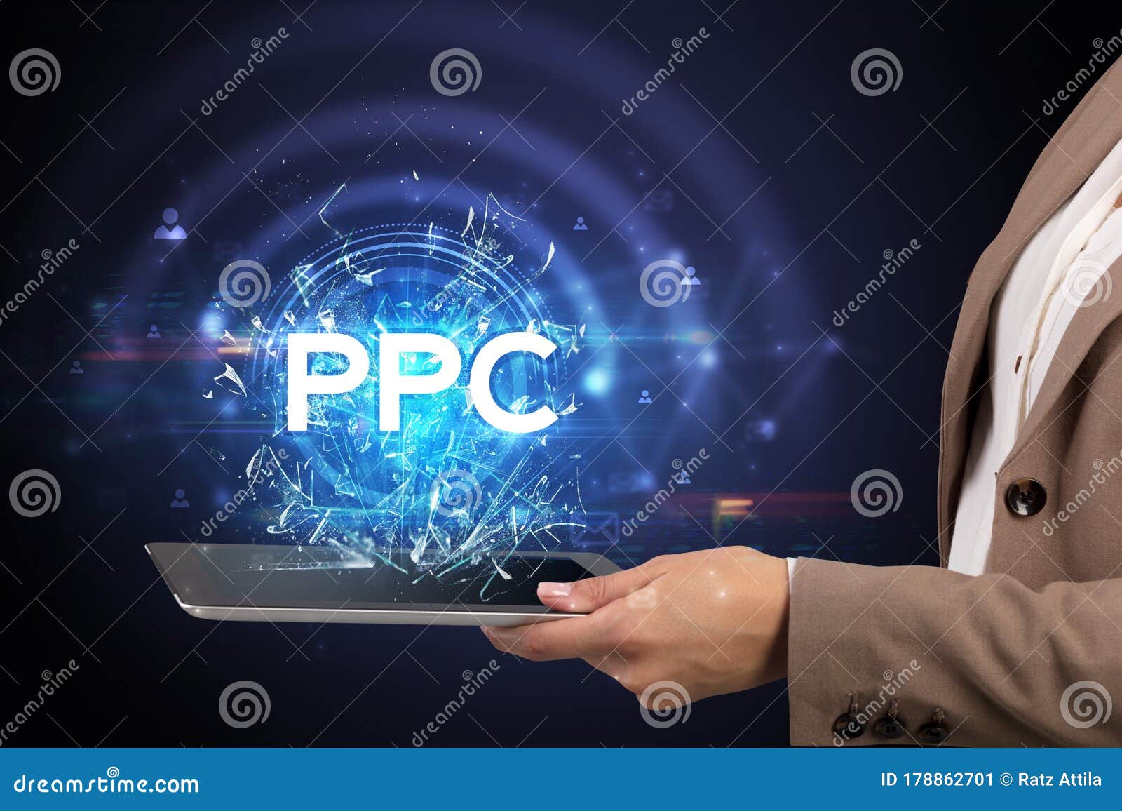 Close-up of a Touchscreen with Abbreviation. Stock Image - Image of