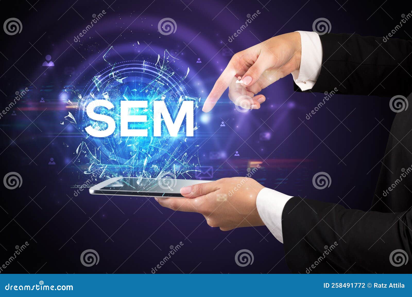 Closeup of a Touchscreen with Abbreviation. Stock Photo Image of