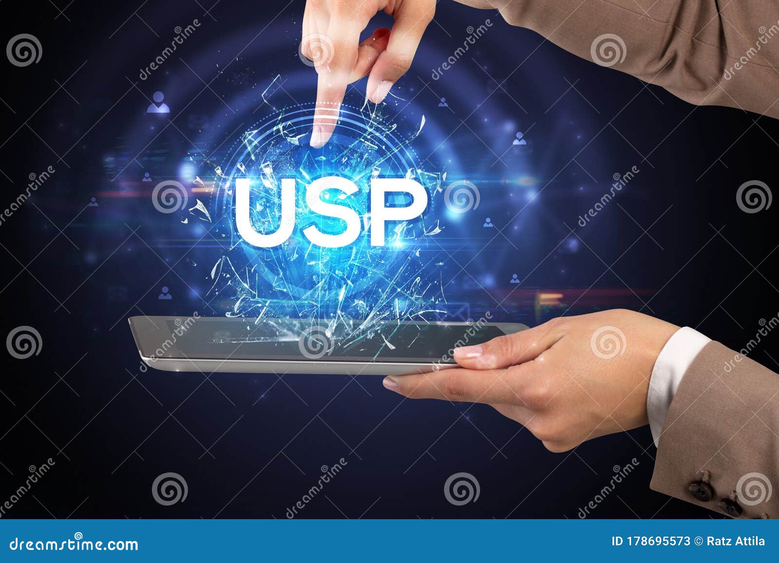 Closeup of a Touchscreen with Abbreviation. Stock Image Image of