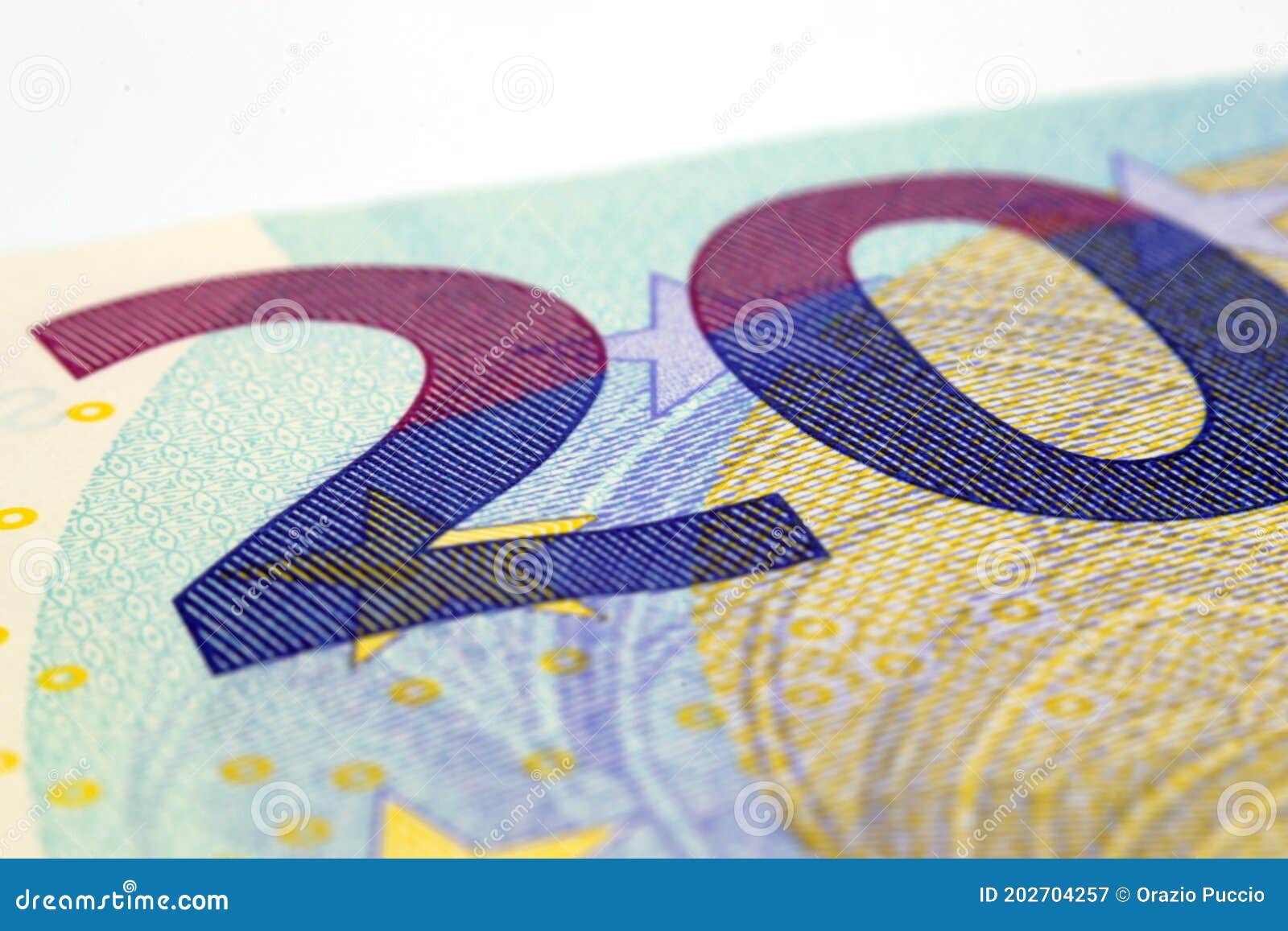 close up of a twenty euro banknote