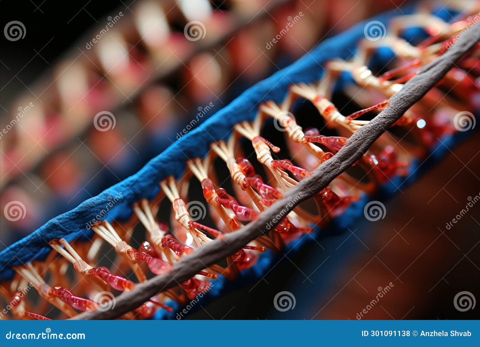 close up of twisting dna helices. abstract repetitive pattern on simple background