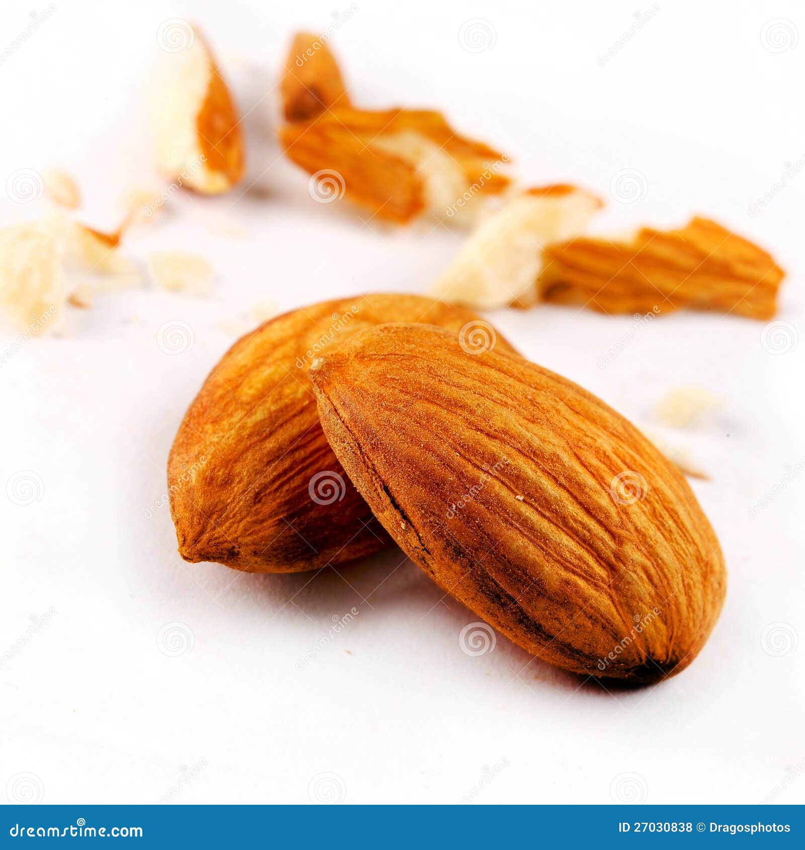 Close Up of Two Almonds stock photo. Image of vitamins 27030838
