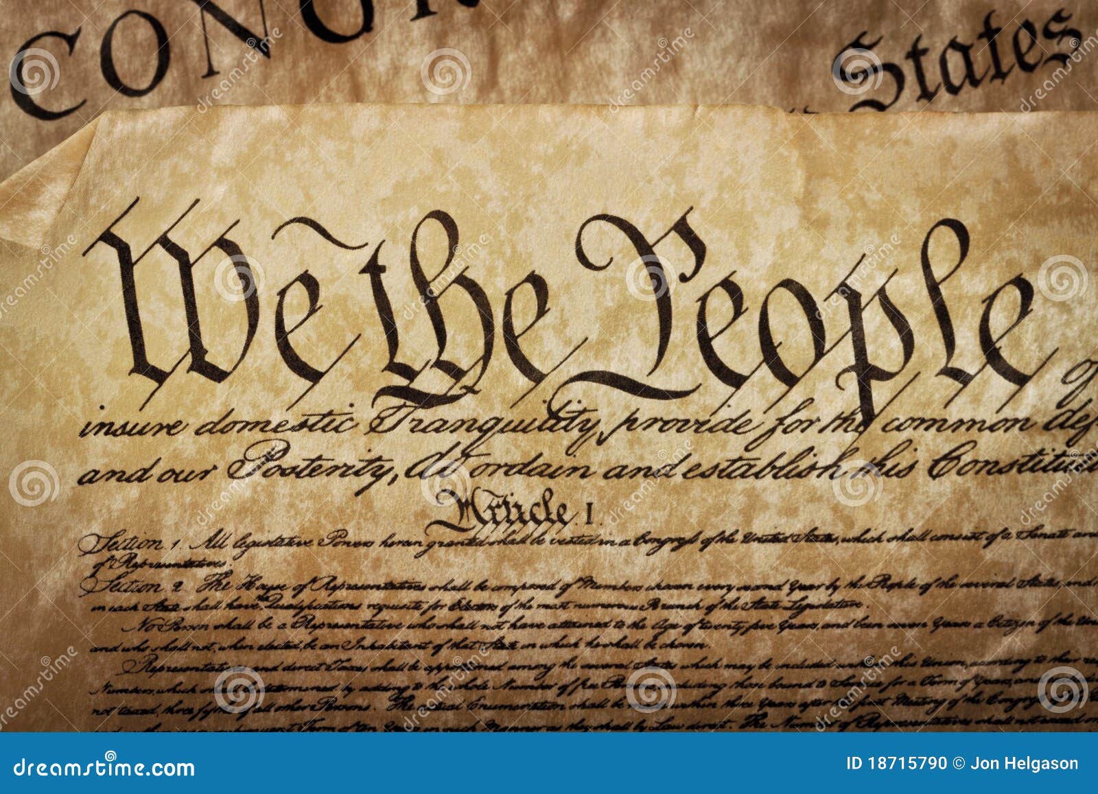 close-up of the u.s. constitution