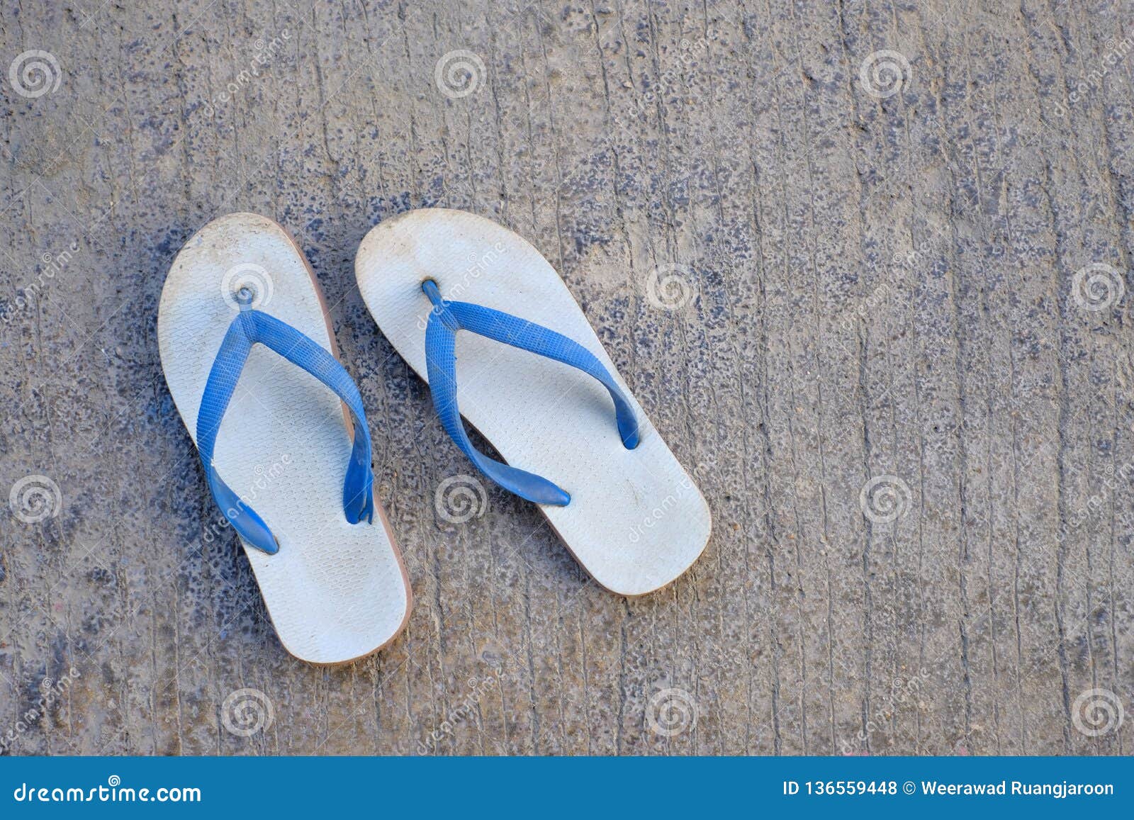 blue and white slippers