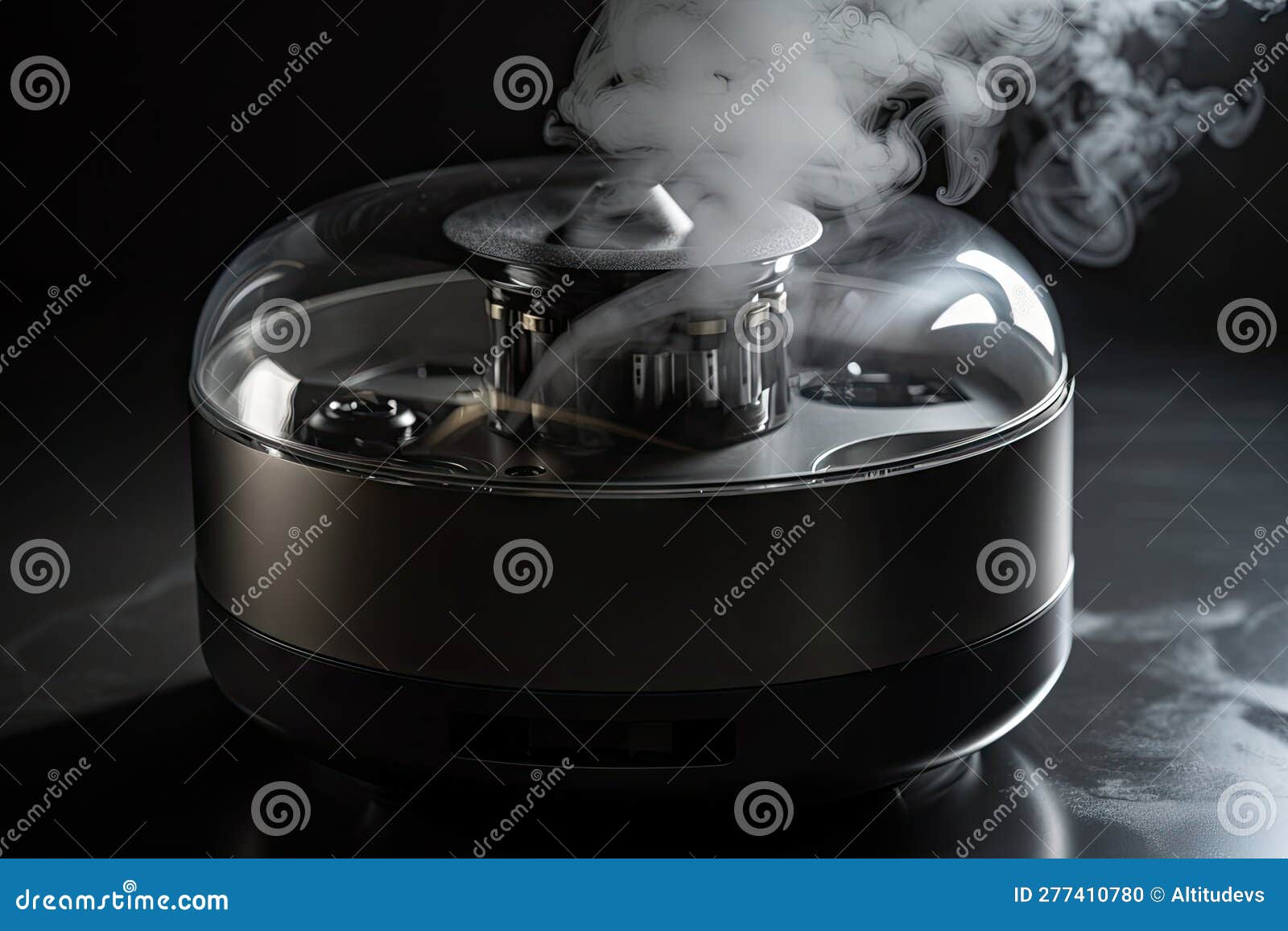 Closeup of Vaporizer, with Visible Mist and Steam Stock Illustration