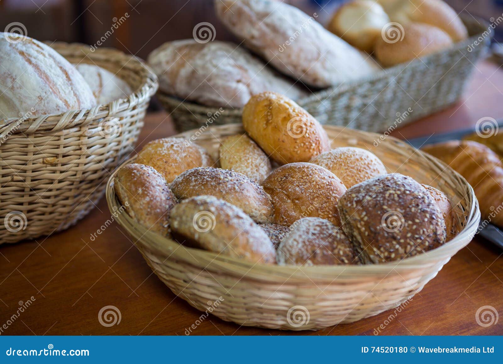 Closeup of Various Breads in Basket Stock Photo Image of bakery