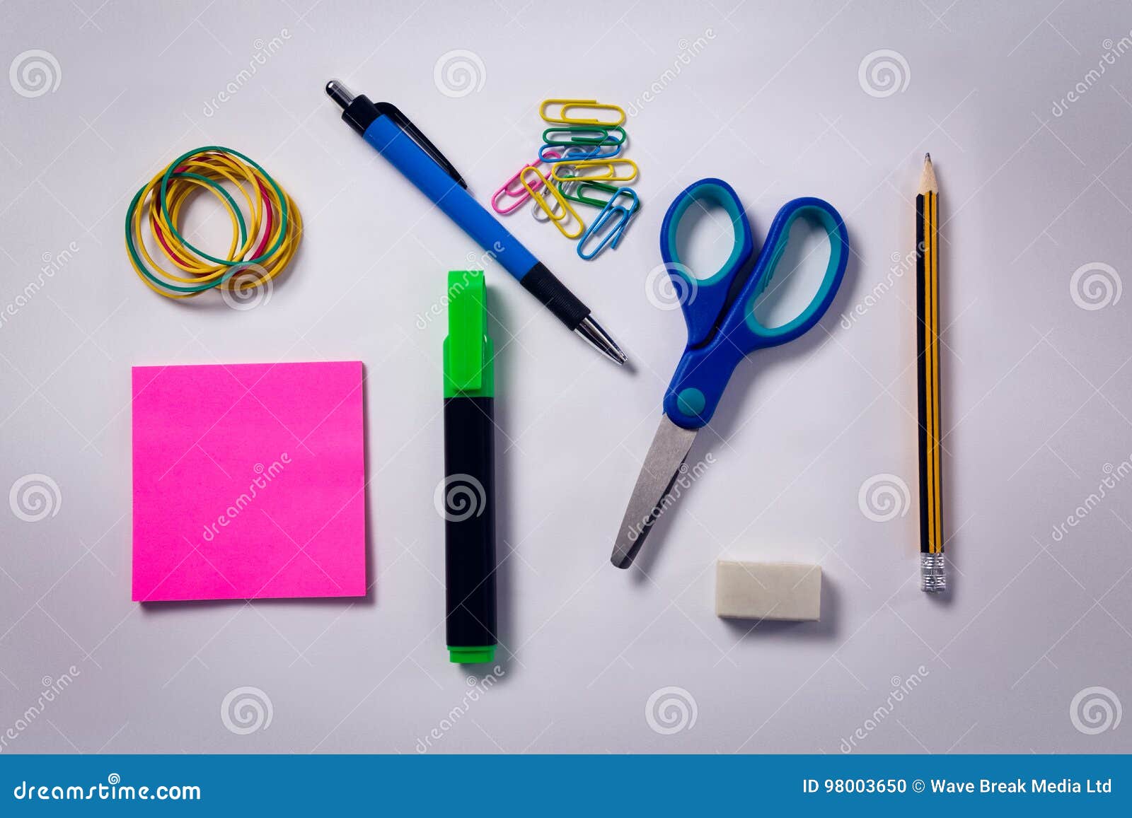 Various Stationery on White Background Stock Photo Image of clip