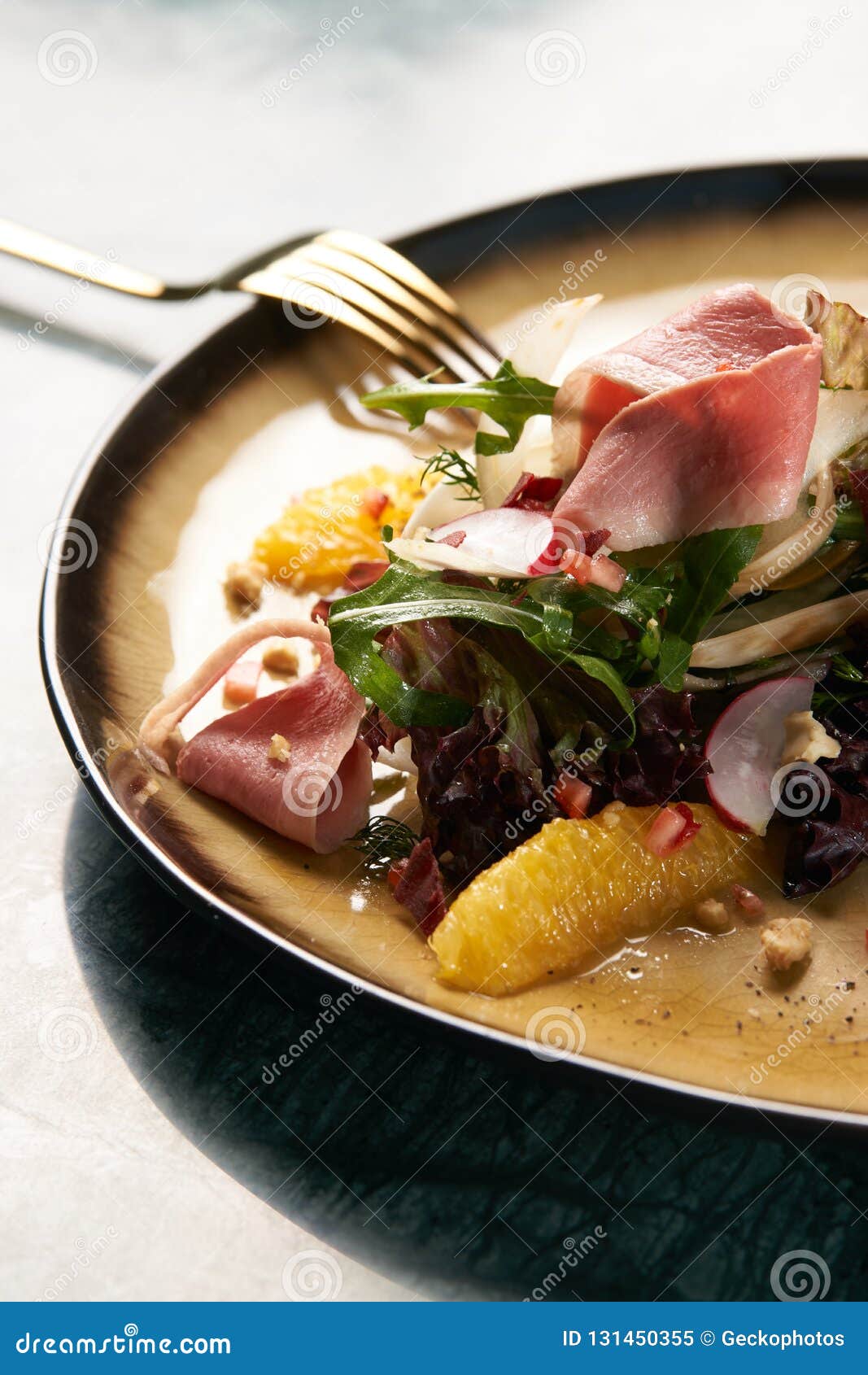 Close-up Vegetable Salad with Smoked Duck Breast. Stock Image - Image ...