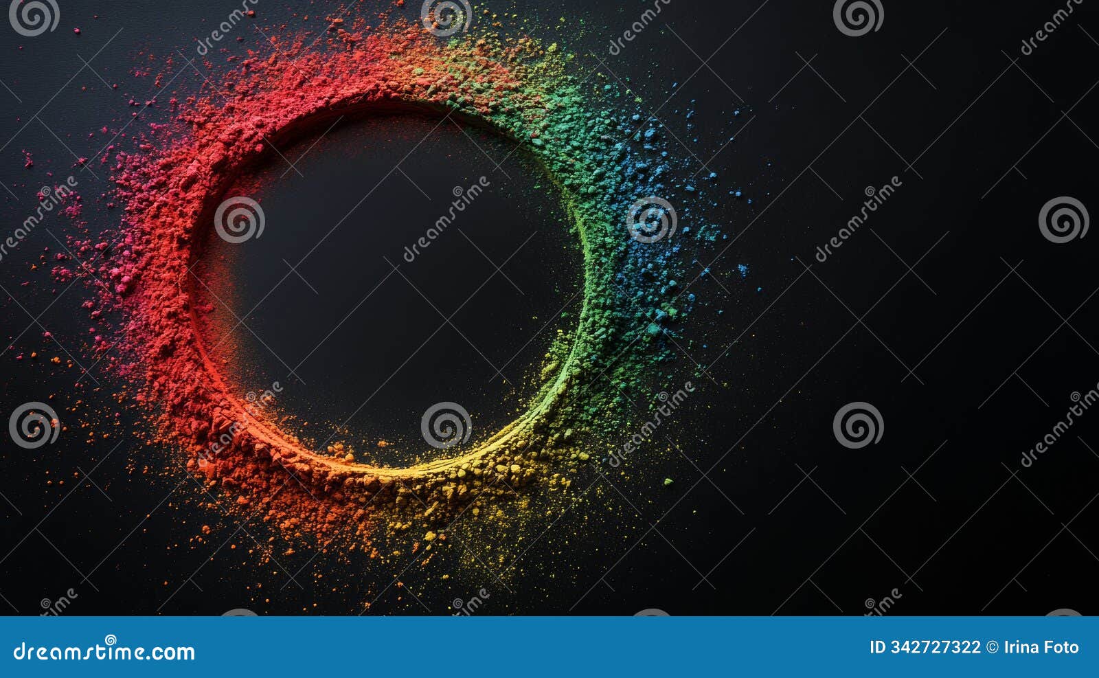 close-up of vibrant holi powder in a circular form on a black background izing the joyous celebration in hindu