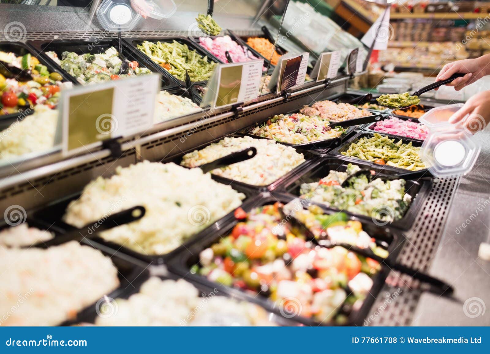 Close Up View of an Appetizing Buffet of Prepared Meal Stock Photo