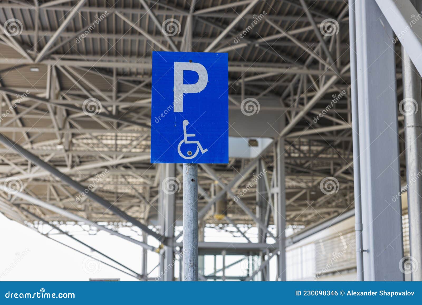 Close Up View of Blue Disabled Parking Sign. Stock Photo Image of