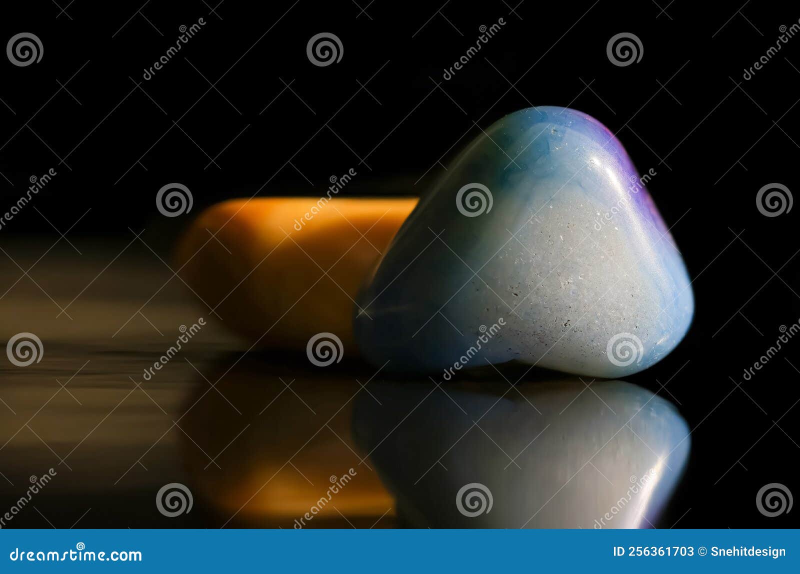 Close Up View of Blue and Yellow Gem Stones Stock Image Image of mineral, hand 256361703