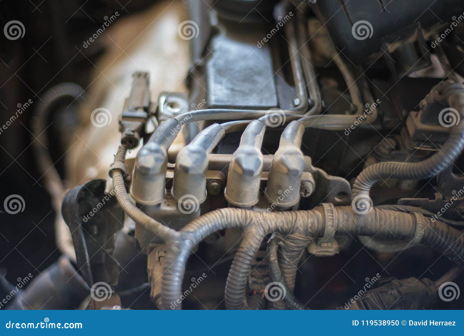 Close Up View of Car Engine Ignition Coil. Stock Photo Image of
