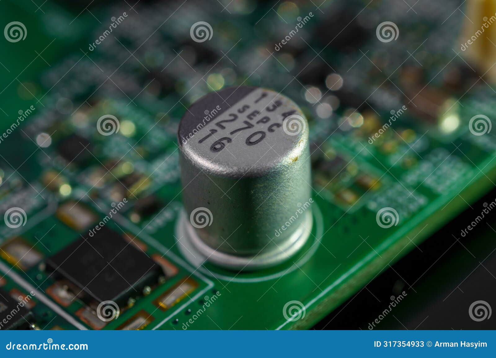 close-up view of an electronic component on a circuit board