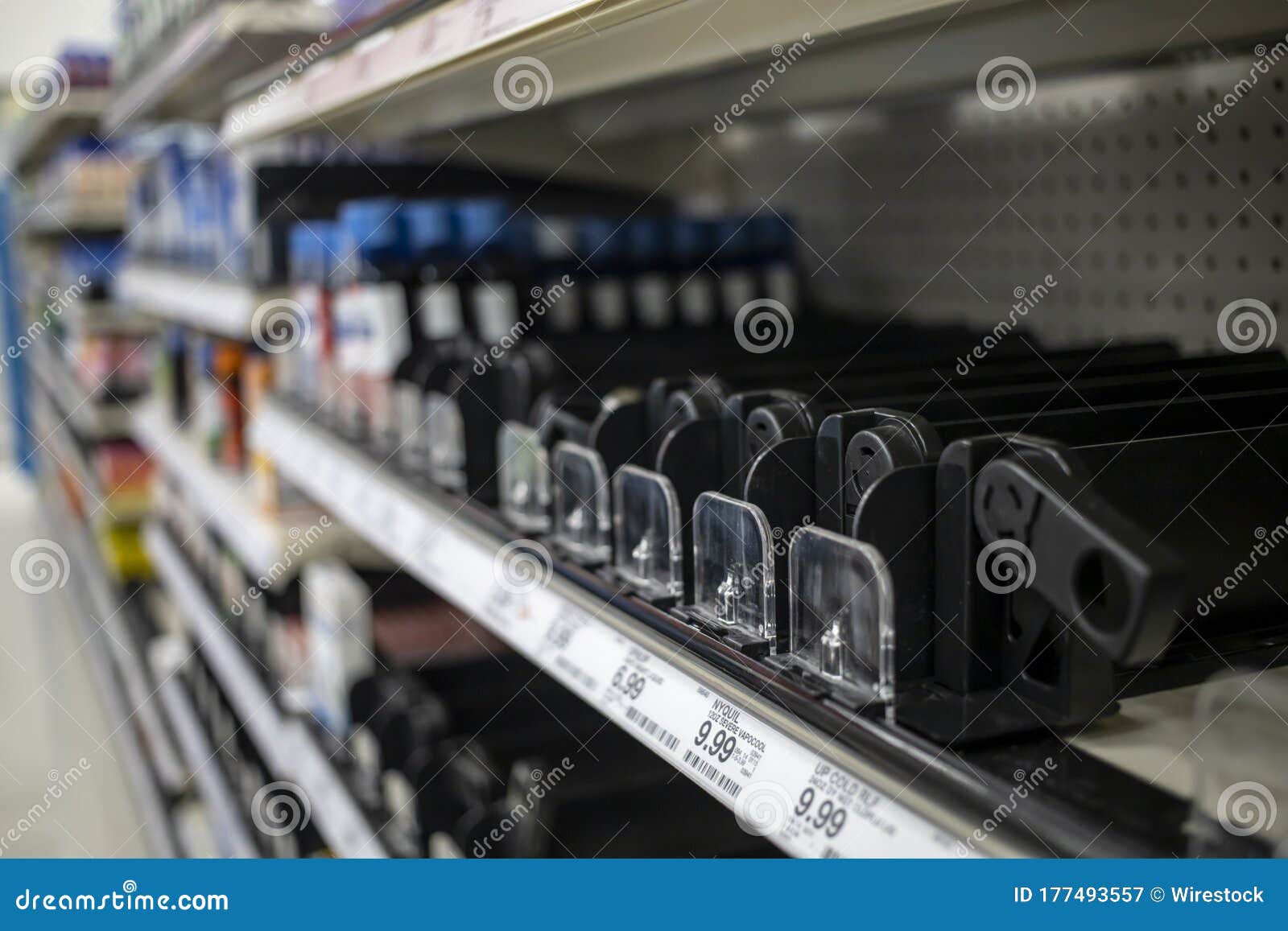Close Up View of Empty Shelves at a Local Target Editorial Photography