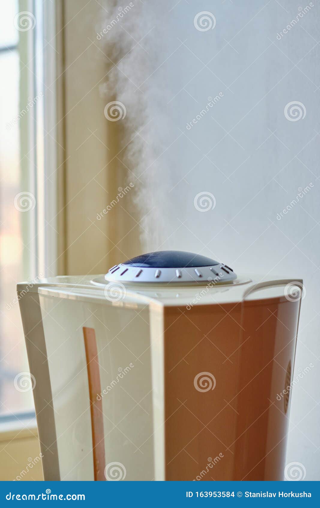 close-up view of the humidifier working in the room
