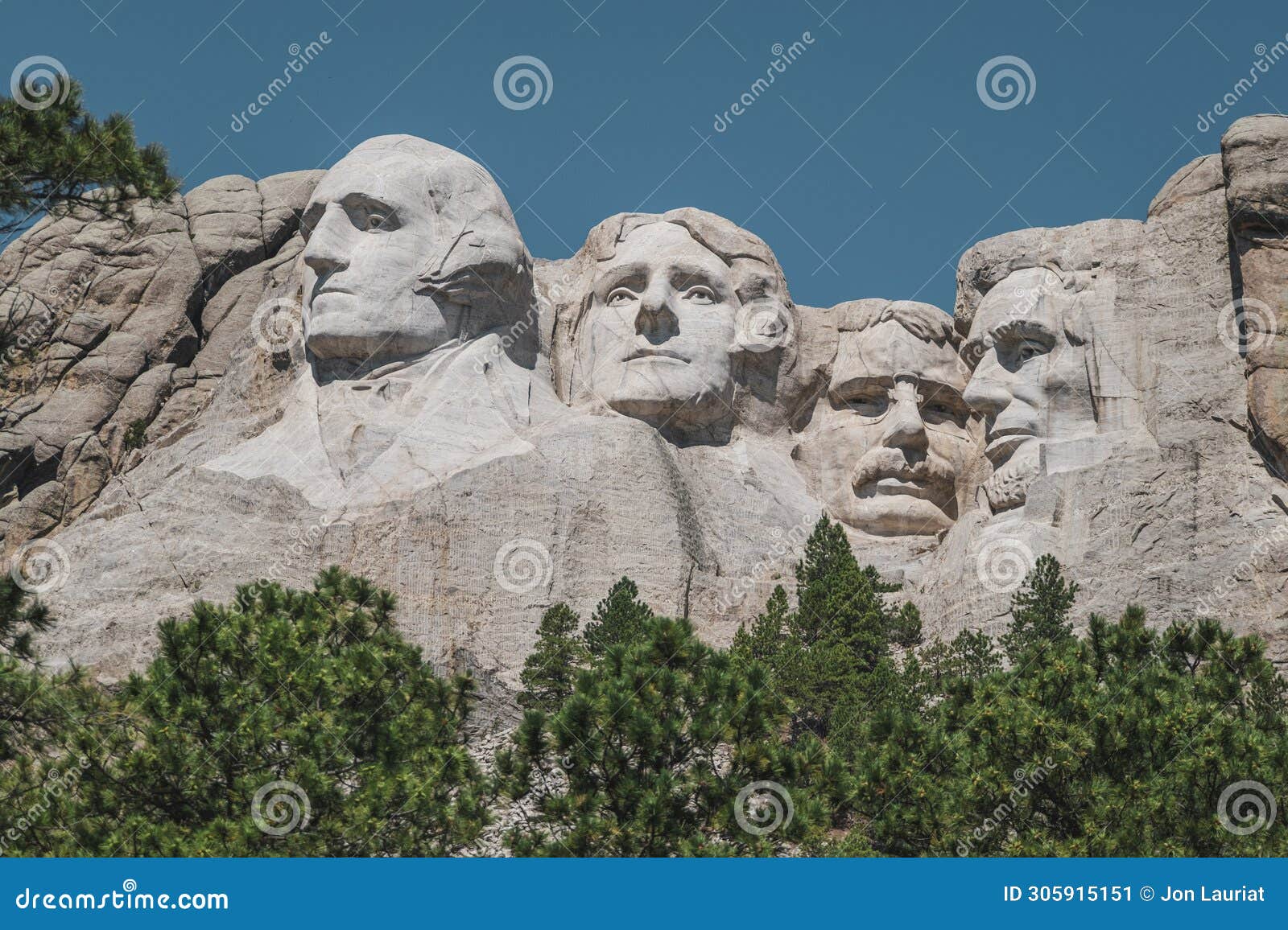 Closeup View of Mt. Rushmore, Featuring the Faces of Four Famous U.S