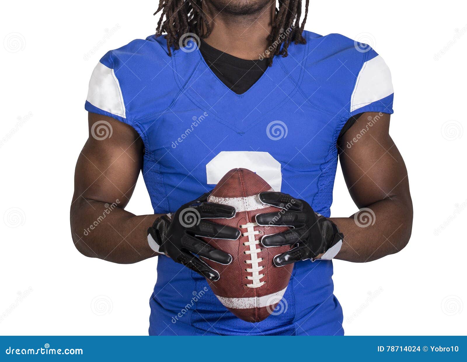 Close Up View of a Muscular American Football Player Stock Photo