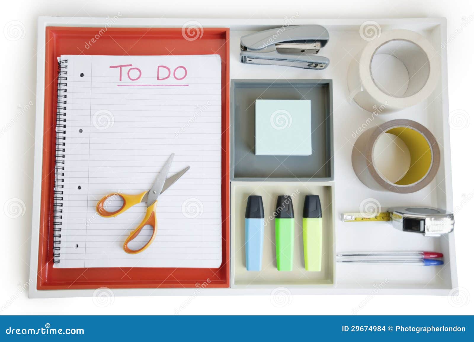 Closeup View of Office Supplies Arranged Neatly Stock Photo Image of