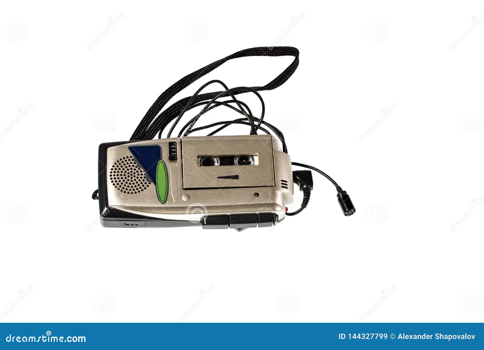 Close Up View of Old Voice Recorder and Tape Isolated. Old Technology