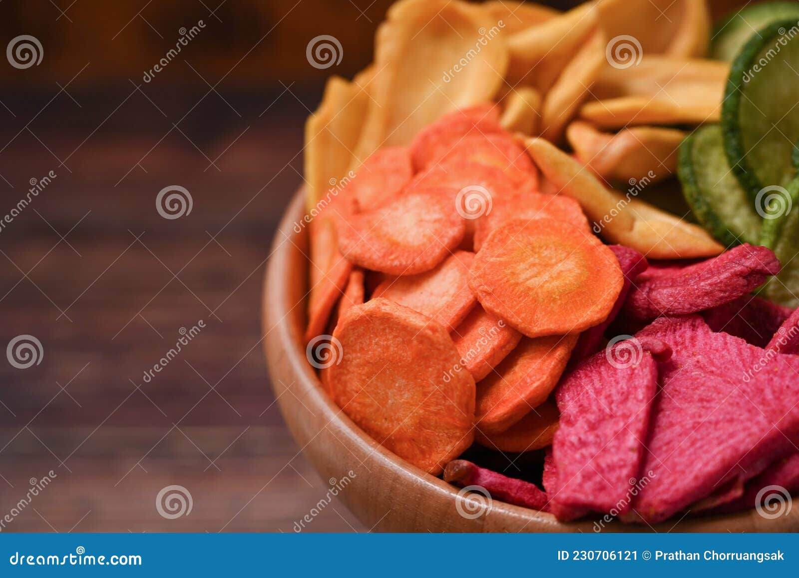 Organic Vegetable Chips in Wooden Blow. Stock Image Image of food
