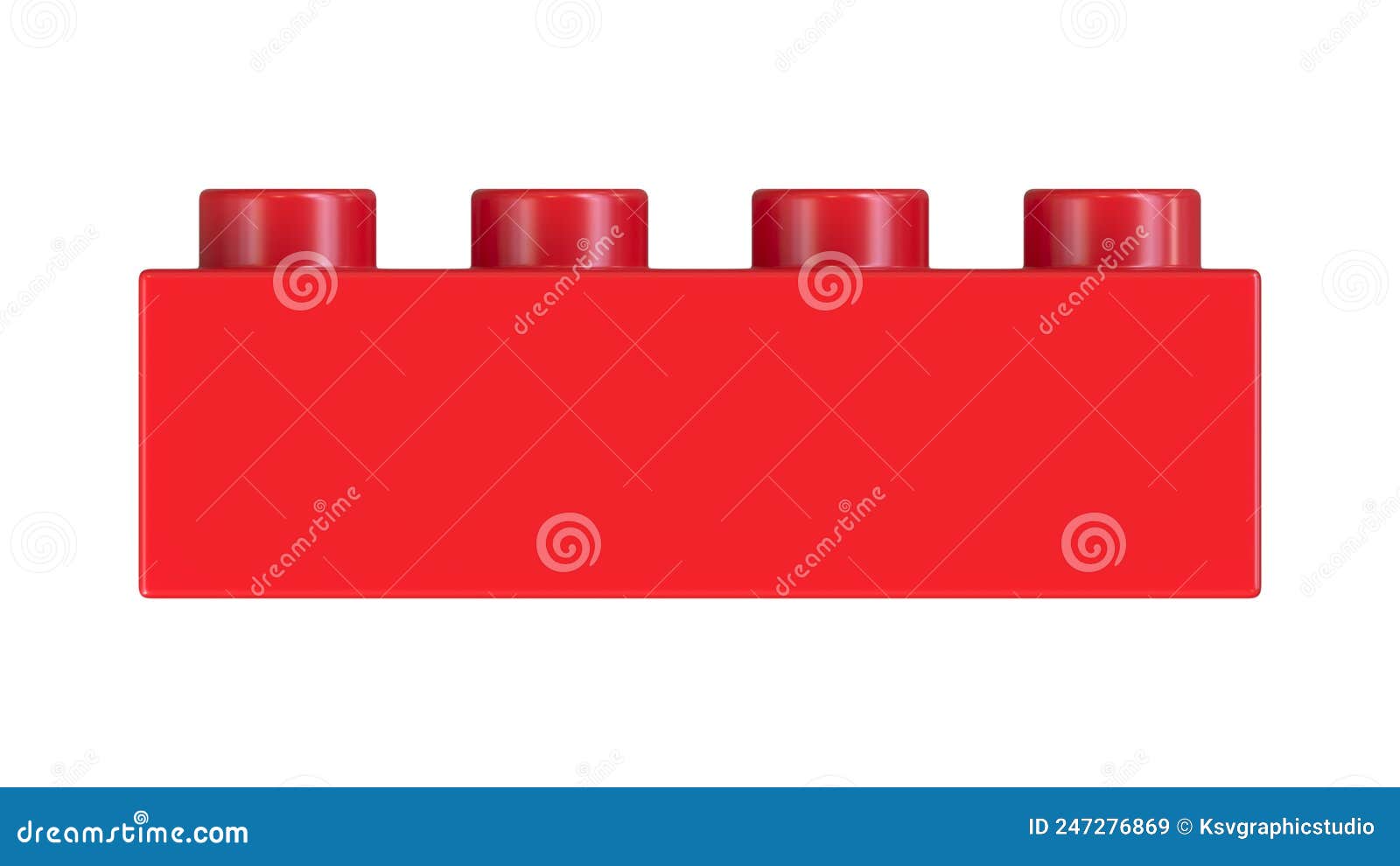Close Up View of a Red Plastic Lego Block Isolated on a White