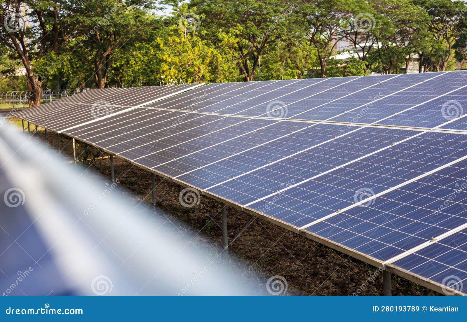 close-up view of rows of large old blue solar panels, used as solar power generation materials