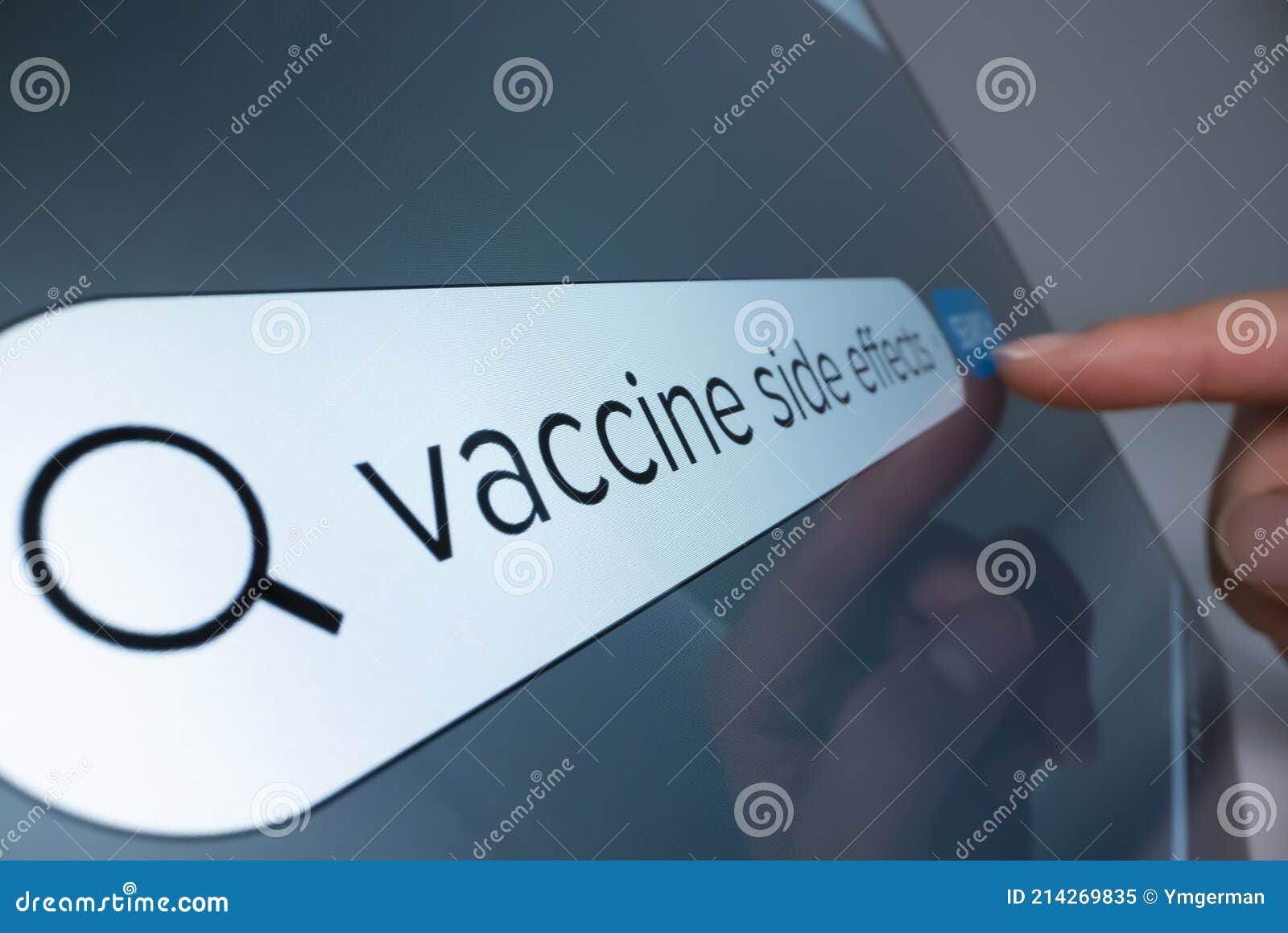 close-up view of searching information about covid vaccine side effects