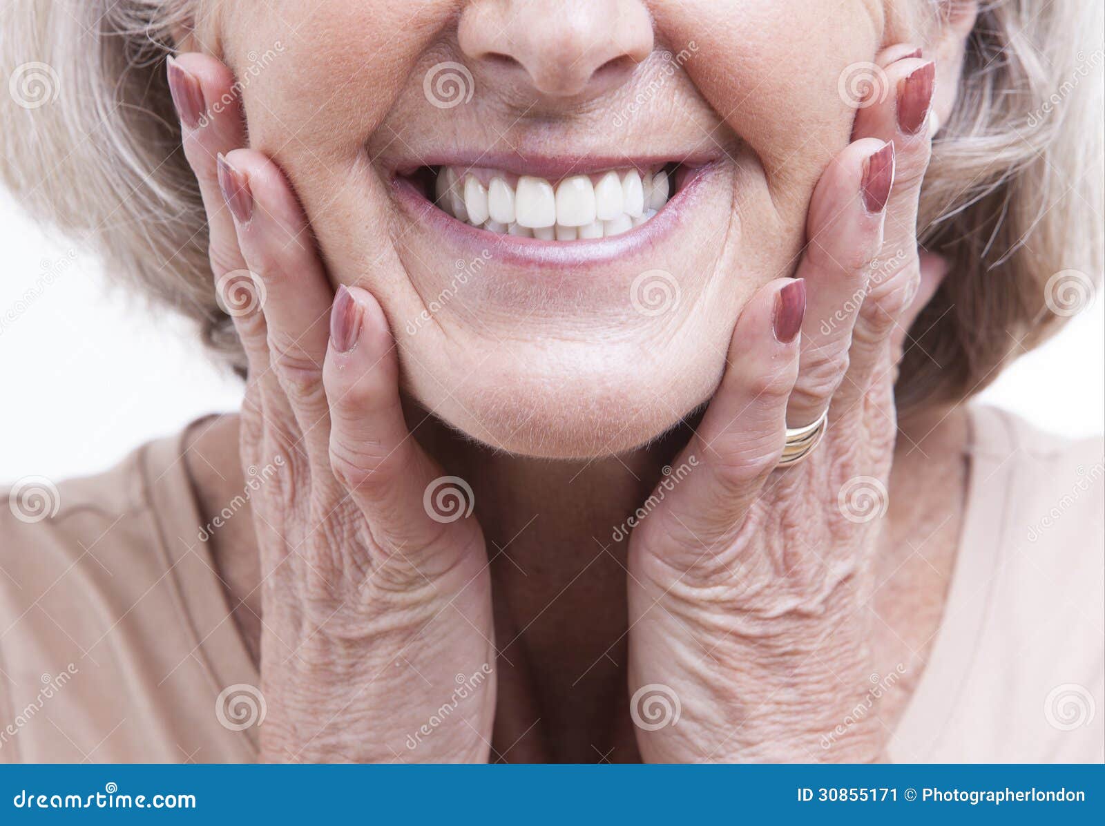 close up view on senior dentures