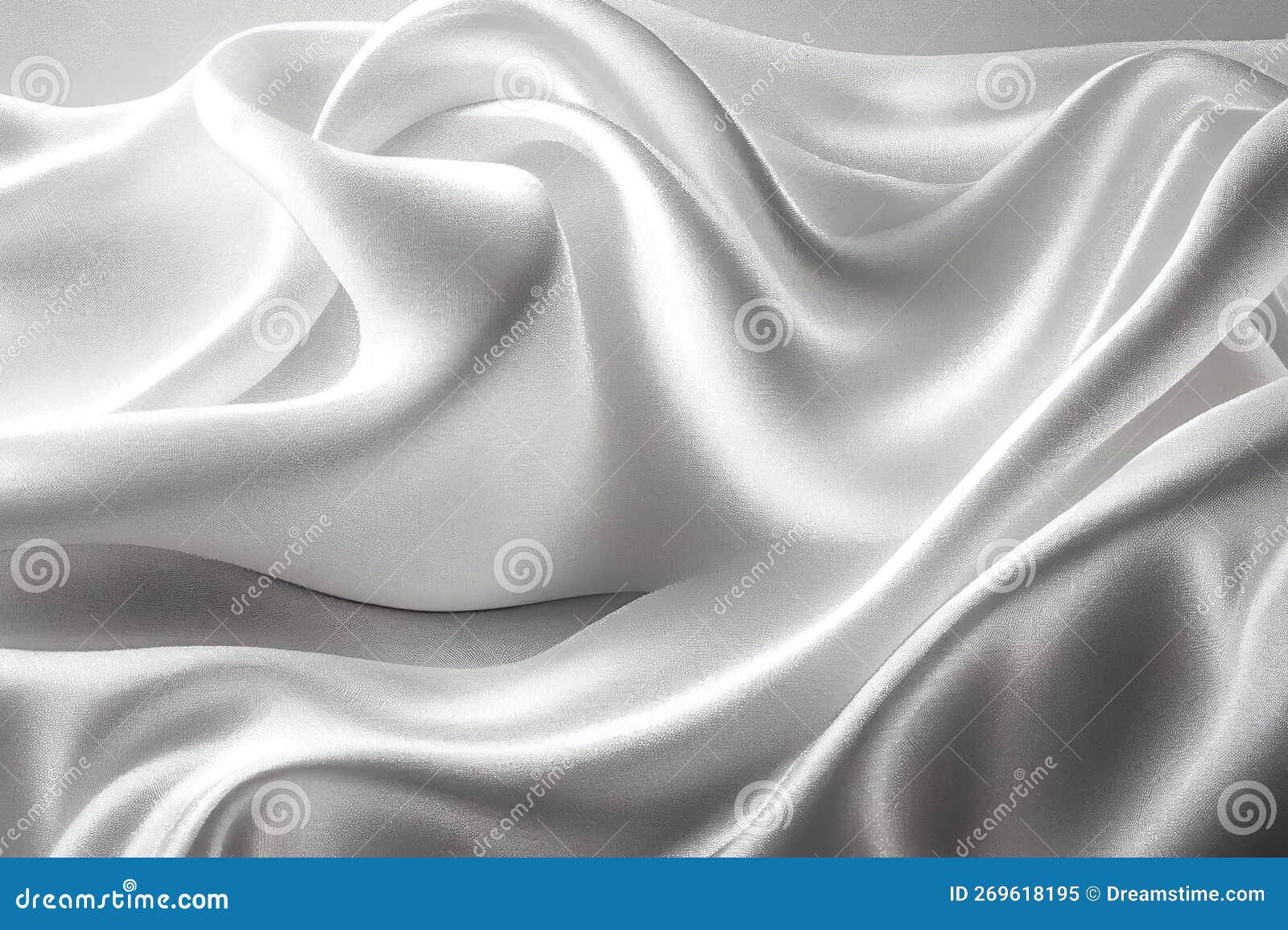 Close Up View of Shiny Silver Satin Fabric, AIgenerated Stock