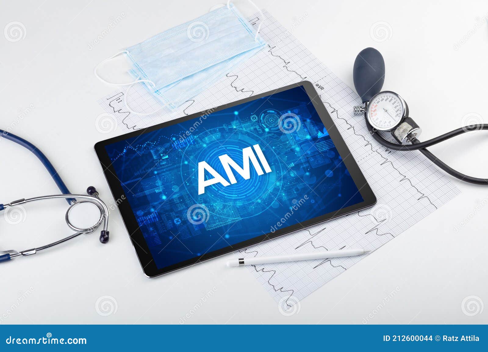 Closeup View of a Tablet Pc with Medical Abbreviation Stock Photo