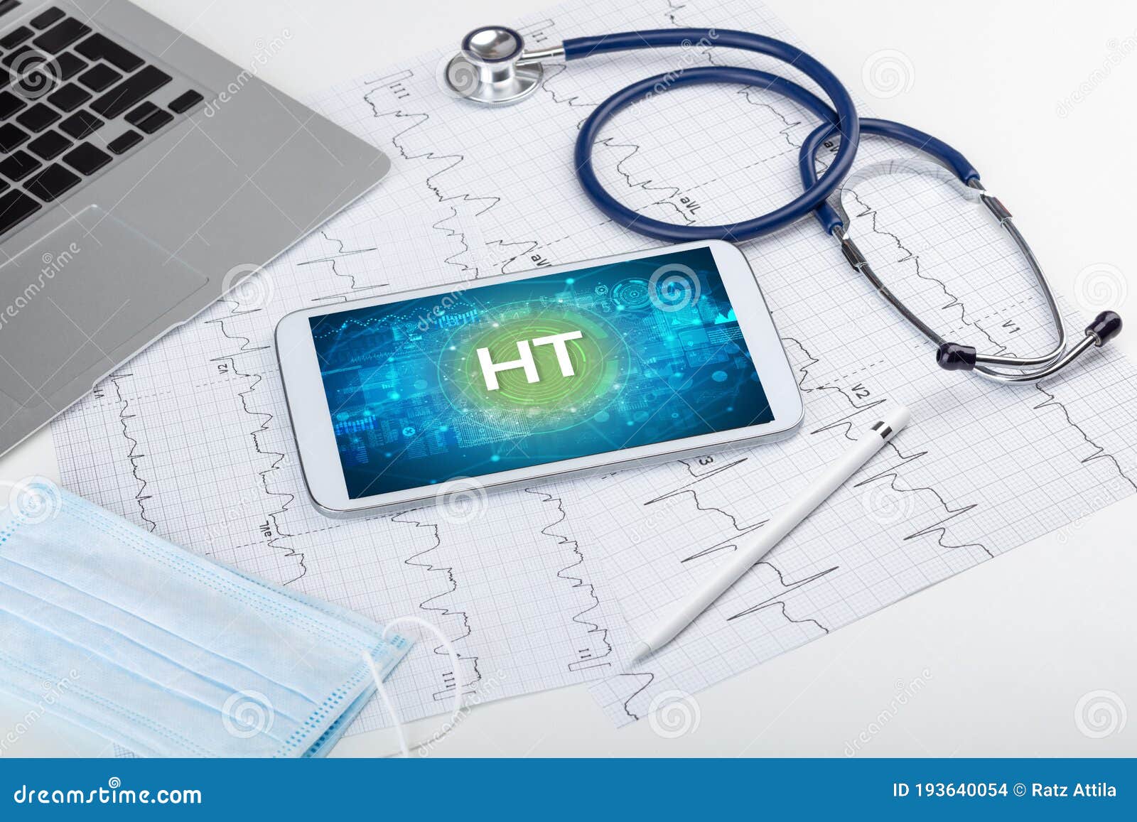 Closeup View of a Tablet Pc with Medical Abbreviation Stock Photo