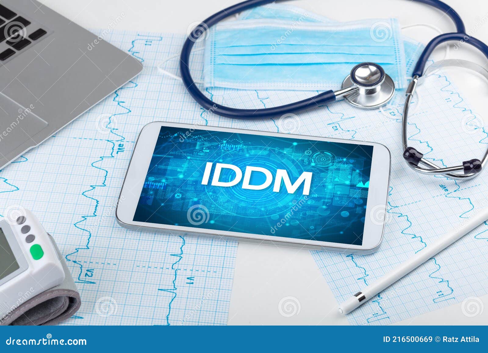 Closeup View of a Tablet Pc with Medical Abbreviation Stock Image