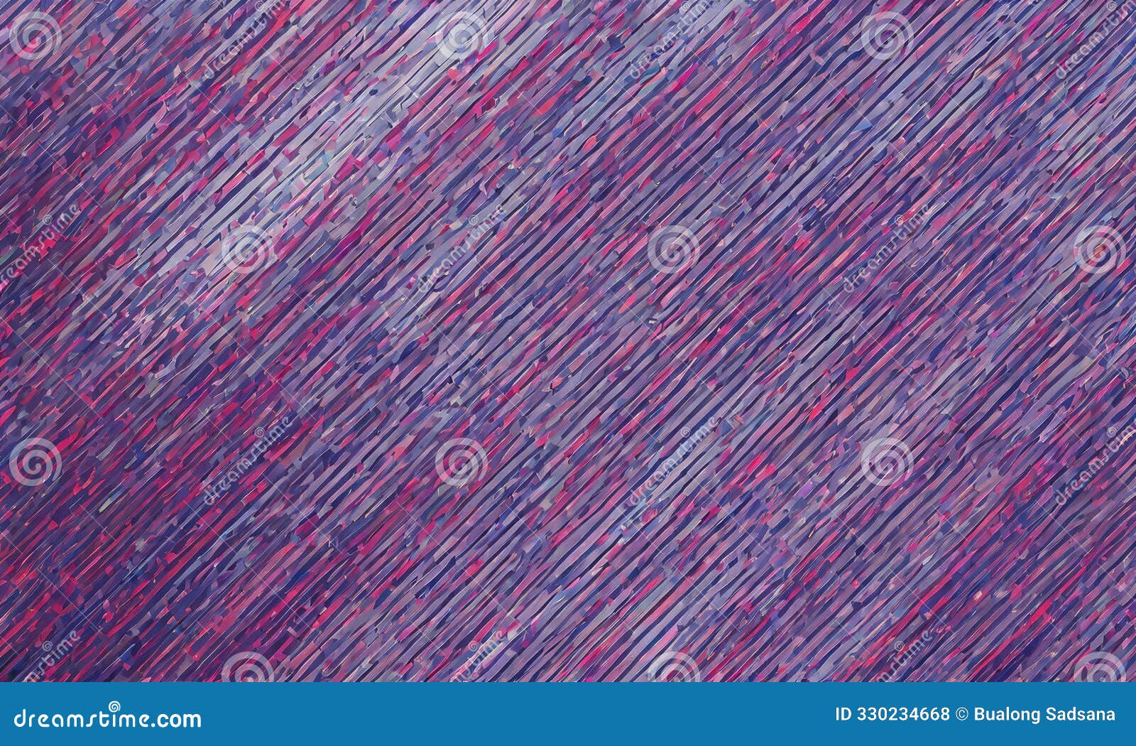 close-up view textured fabric with diagonal pattern red and purple stripes, creating sense movement and depth.