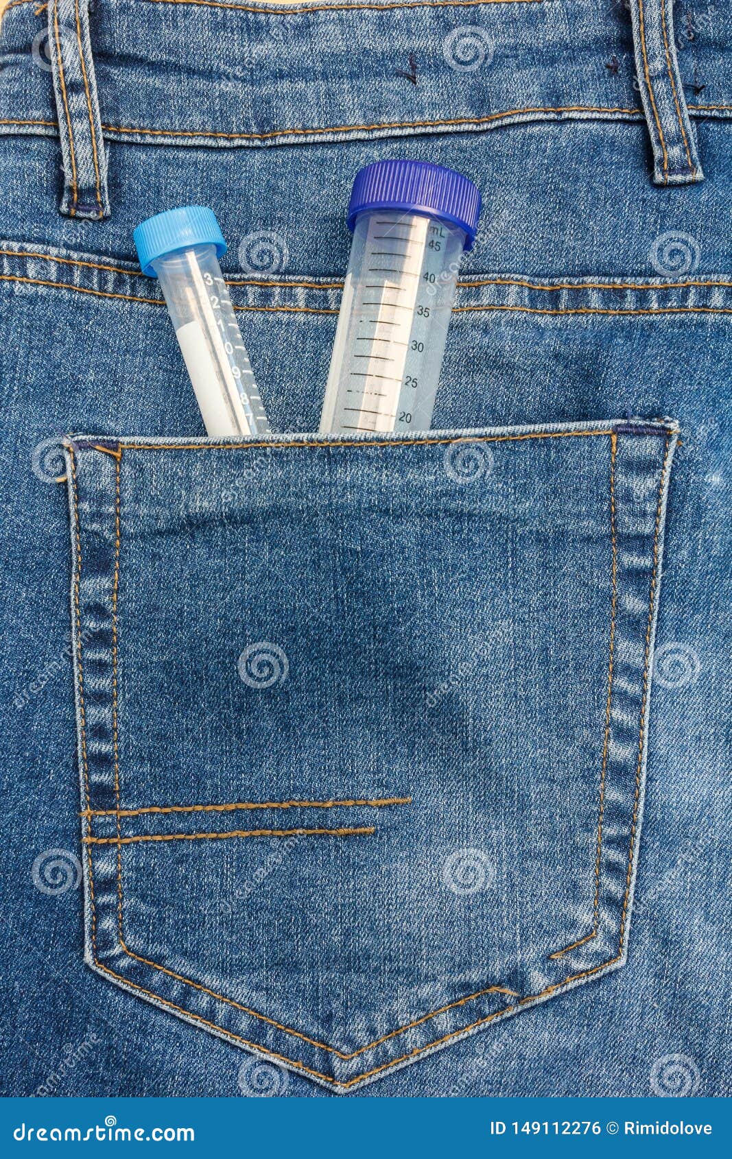 Close Up View To Test Tube Sticking Out from a Blue Jeans Pocket Stock  Photo - Image of medicine, chemistry: 149112276