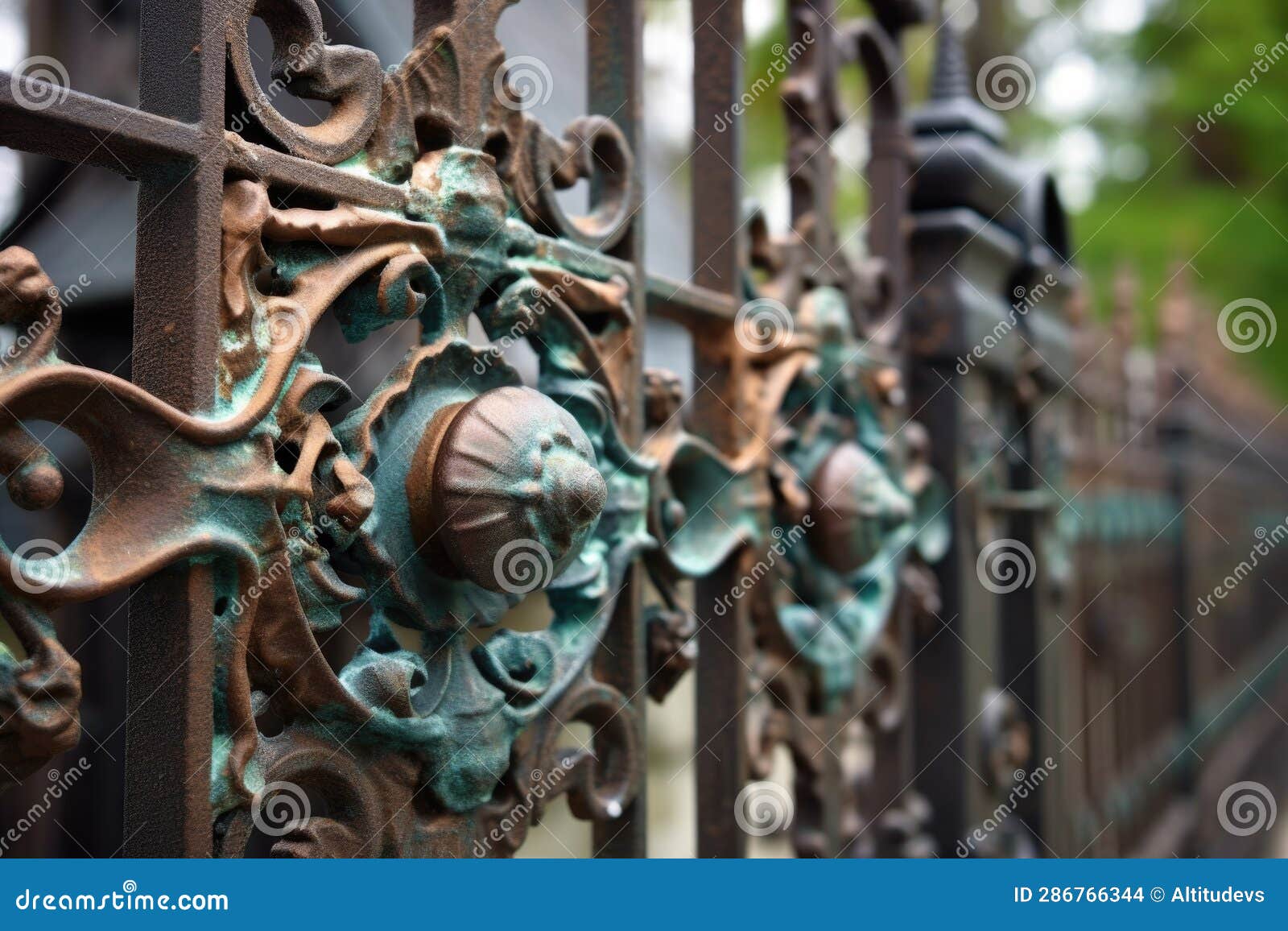 Closeup of Vintage Iron Gate Details Stock Illustration Illustration