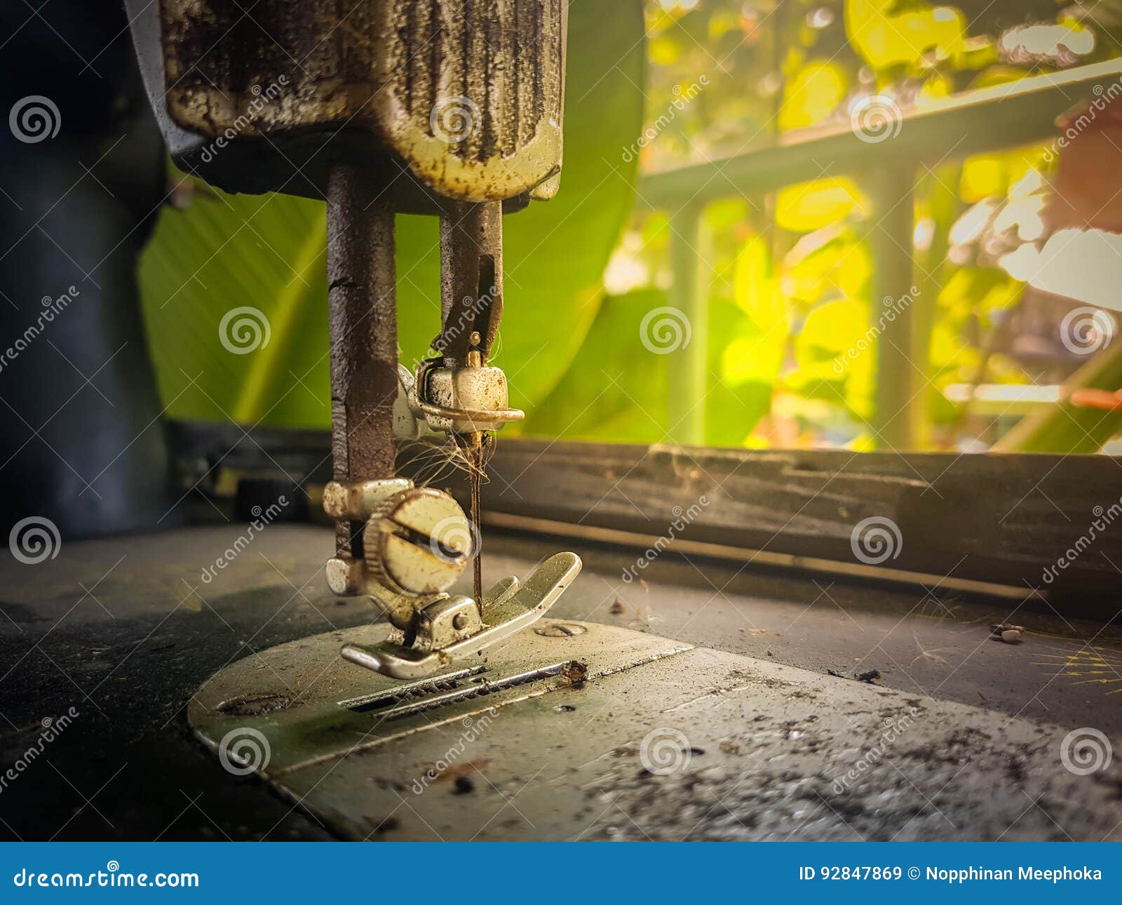 Close Up Vintage Sewing Machine Foot Stock Image Image of detail
