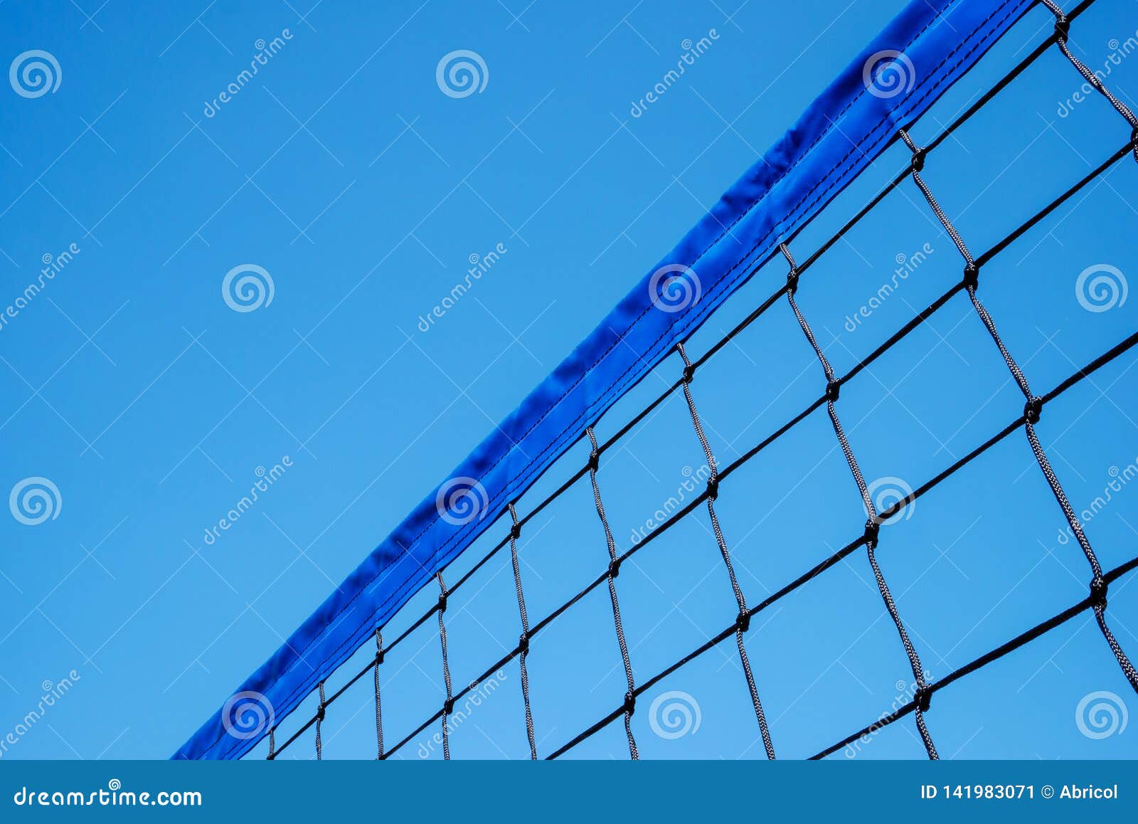 Close Up of Volleyball Net Against Clear Blue Sky Stock Image - Image ...