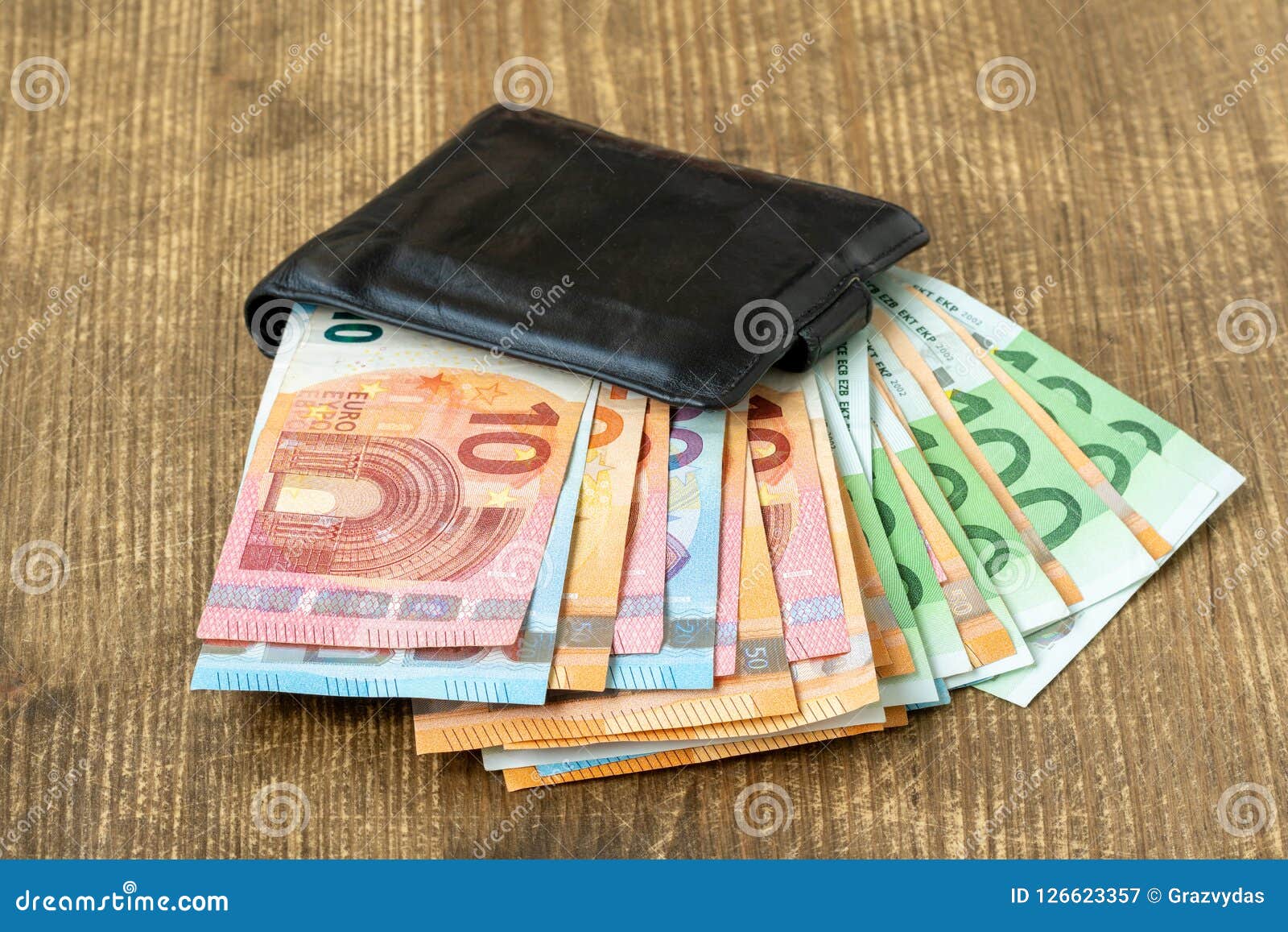 Close Up Of Wallet With Euros Stock Image - Image of payment, banknote: 126623357