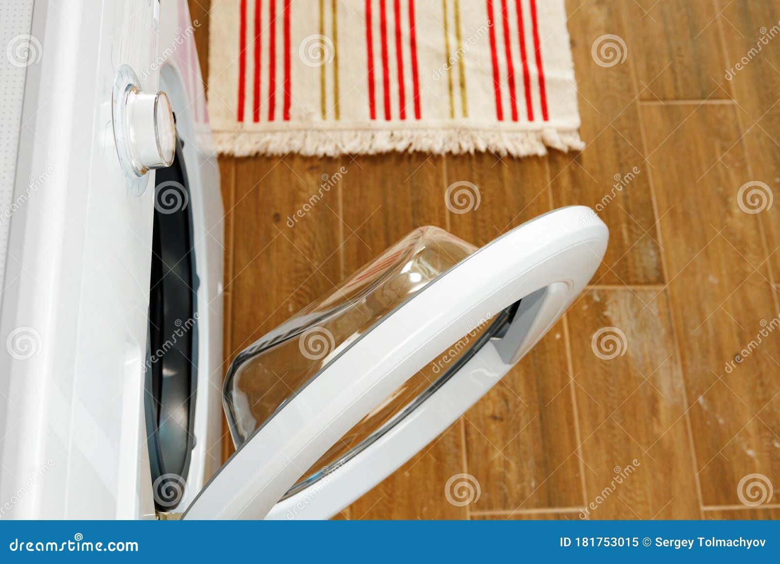 Close Up of Washing Machine in Bathroom. Stock Image Image of closeup