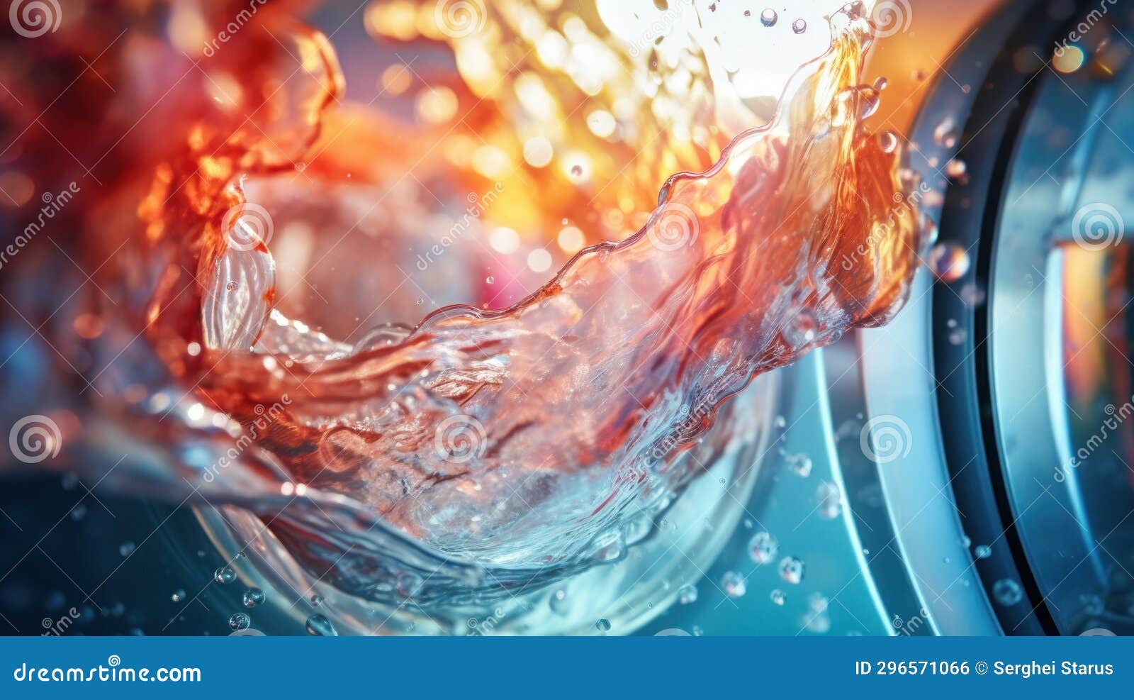 A Close Up of a Washing Machine with Water Splashing, AI Stock Photo