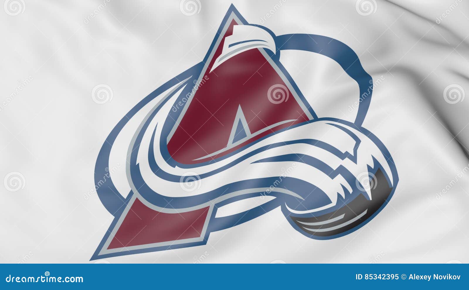 Close-up of waving flag with Colorado Avalanche NHL hockey team